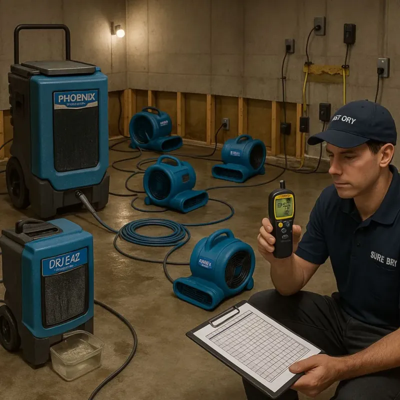 Structural Drying and Dehumidification process in Shorewood Forest, IN